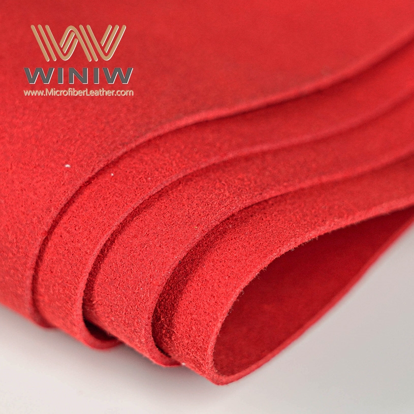 Red Micro Suede Synthetic Leather PU Materials For Shoes Upper