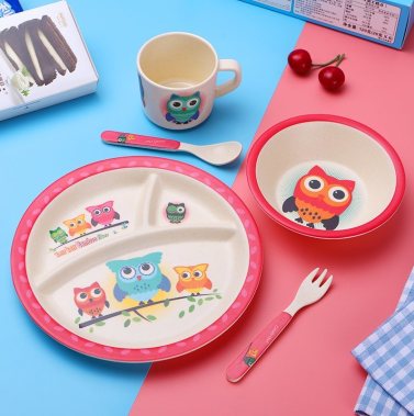 Bonita vajilla de melamina de colores brillantes para niños