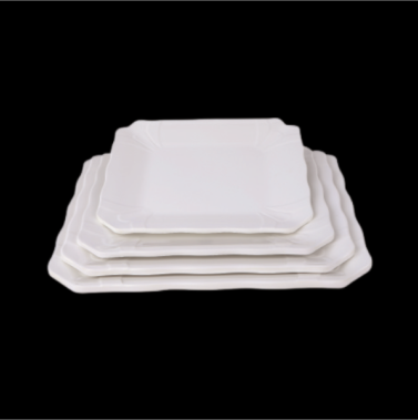 Juego de vajilla cuadrada de melamina blanca para 8 personas