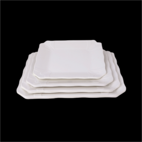 Juego de vajilla cuadrada de melamina blanca para 8 personas