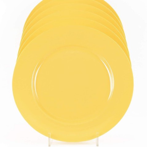 Juego de vajilla de melamina rústica amarilla apta para lavavajillas