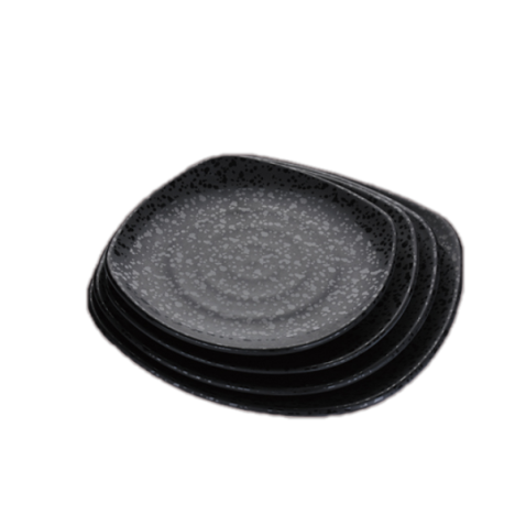 Platos de melamina moteada negra para fiestas