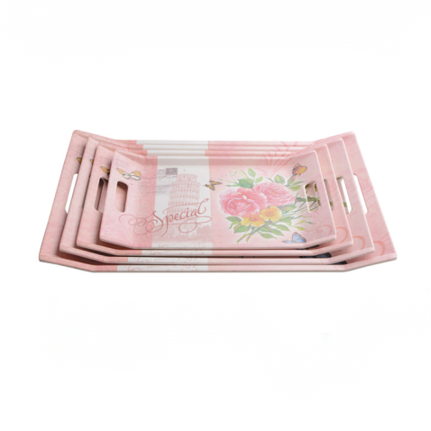 Bandejas pequeñas cuadradas de melamina con asas