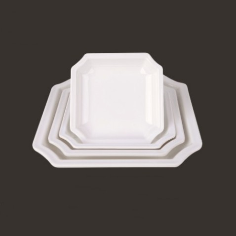 Serie de cuencos con platos de melamina de forma cuadrada