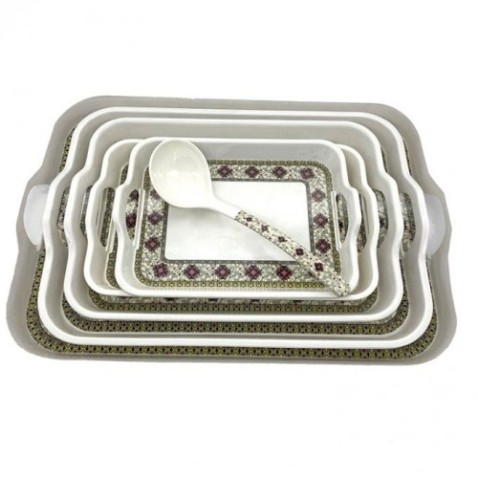 Bandeja rectangular de melamina para servir vajilla