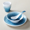 Vajilla de melamina - vajilla bicolor azul y blanca