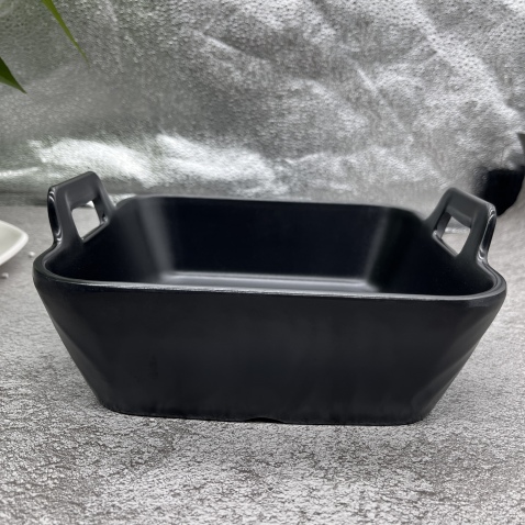 Plato rectangular de melamina con doble oreja colgante, negro mate