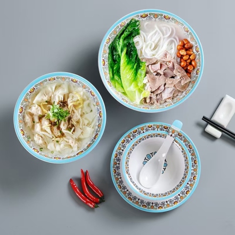 Serie de vajilla de melamina con forma de flor de linterna