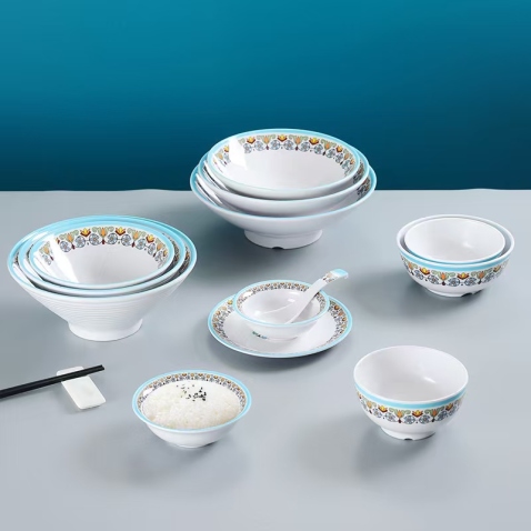 Serie de vajilla de melamina con forma de flor de linterna