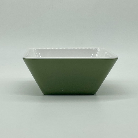 Vajilla de melamina bicolor para adultos: verde y blanco