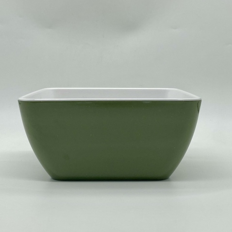 Vajilla de melamina bicolor para adultos: verde y blanco