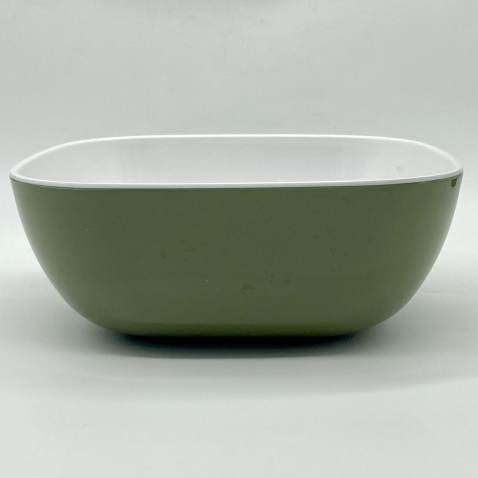 Vajilla de melamina bicolor para adultos: verde y blanco