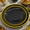 Juego de platos de melamina en oro negro para picnic