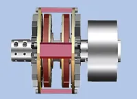 Giunto magnetico permanente limitatore di coppia con ruota frenante
