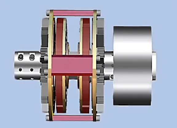 Giunto magnetico permanente limitatore di coppia con ruota frenante