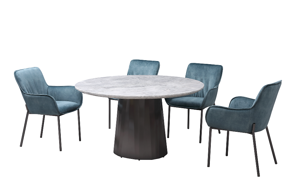 Round natural marble dining table