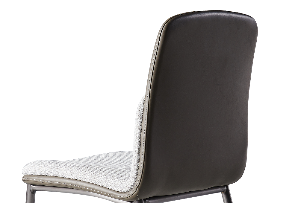 Grey fabric and PU dining chair