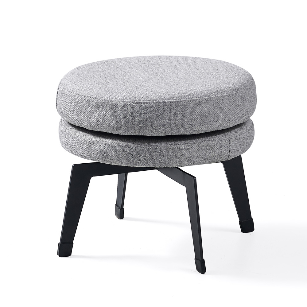 Grey linen ottoman