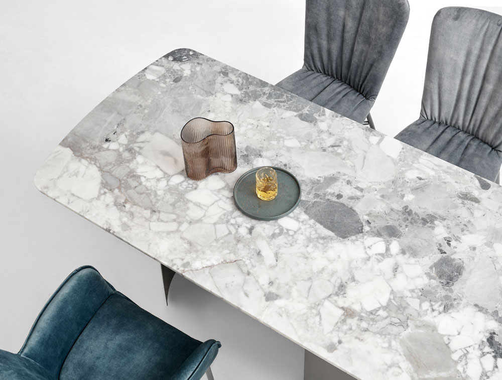 White grey marble dining table