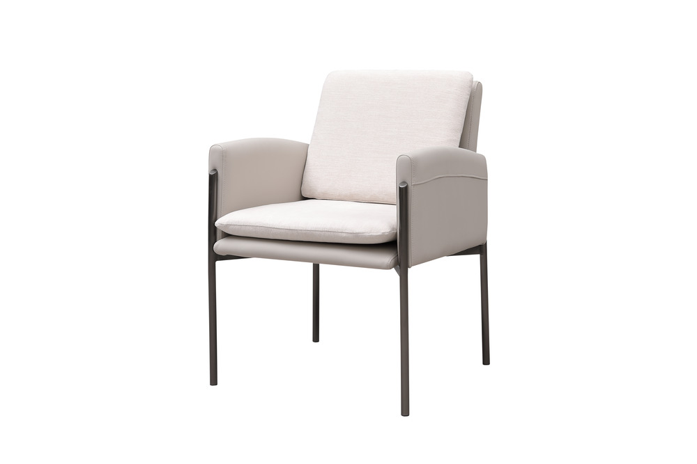 White linen fabric seat dining chair