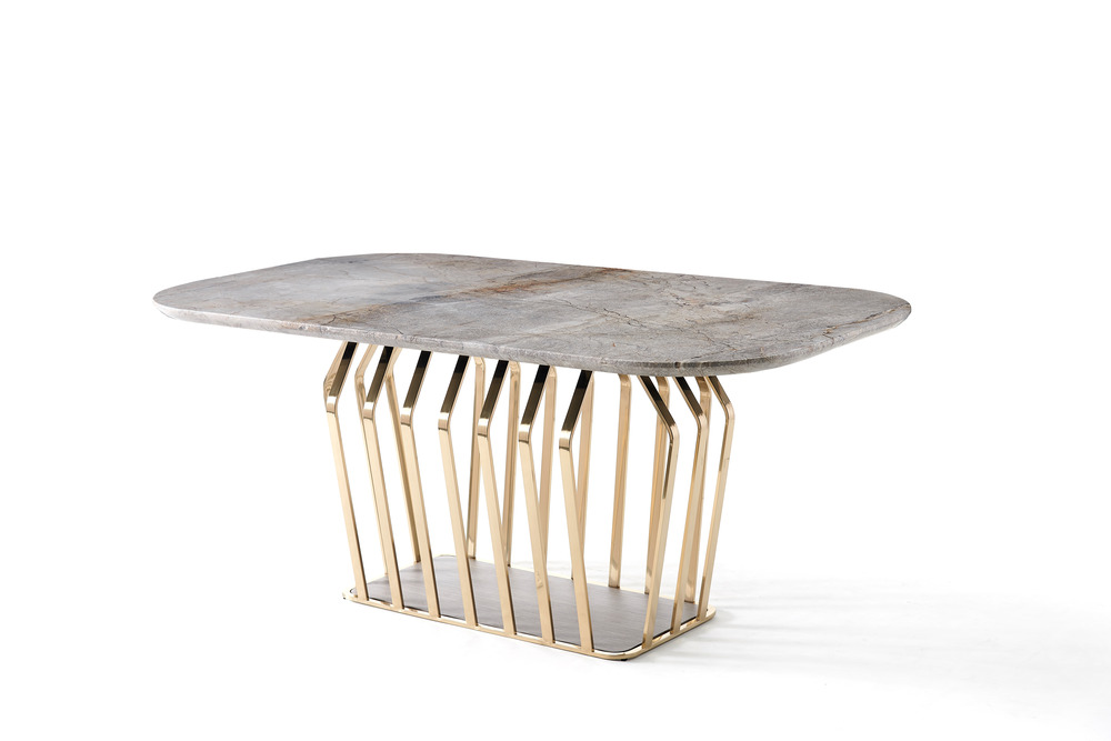 Gold steel dining table