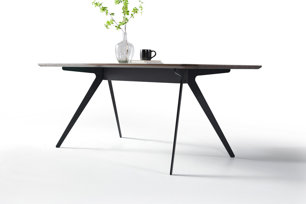 Black iron leg dining table