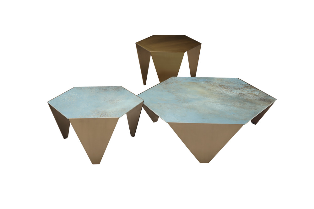 Green ceramic top coffee table