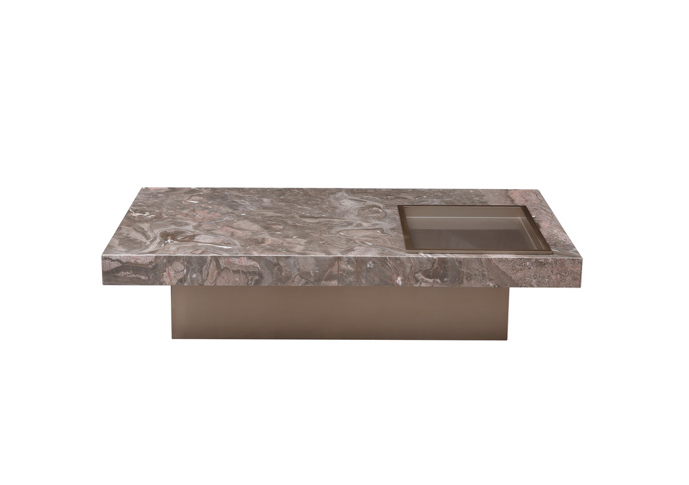 Brown grey marble coffee table