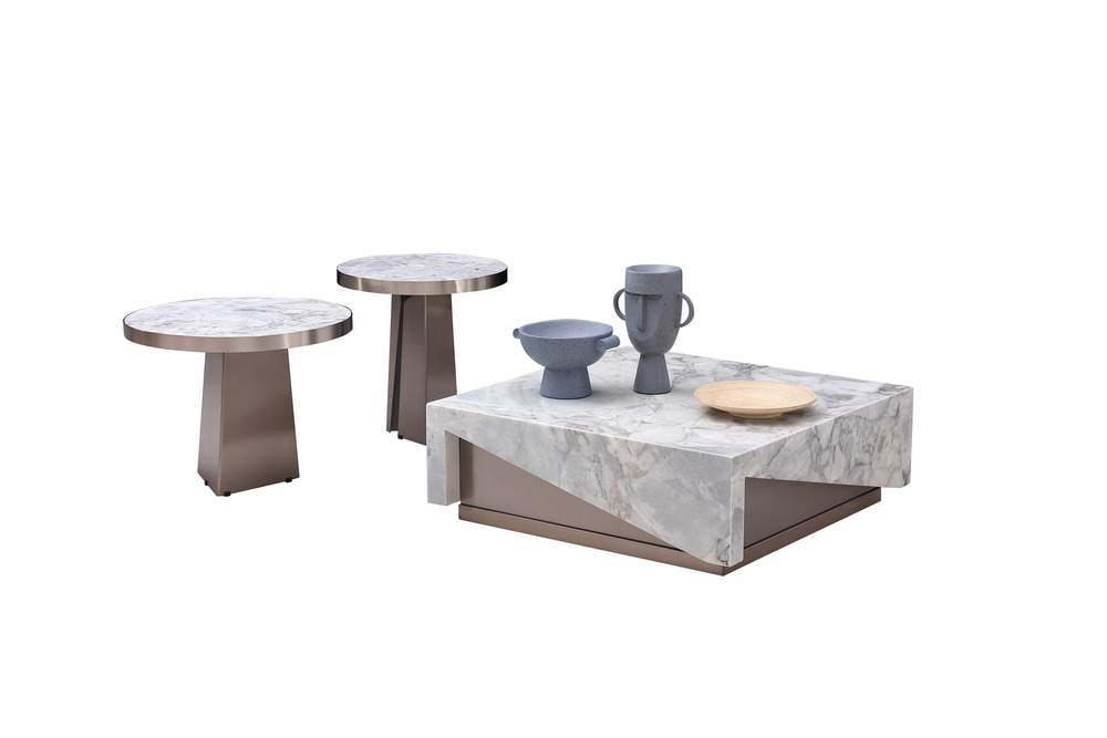 White grey marble coffee table