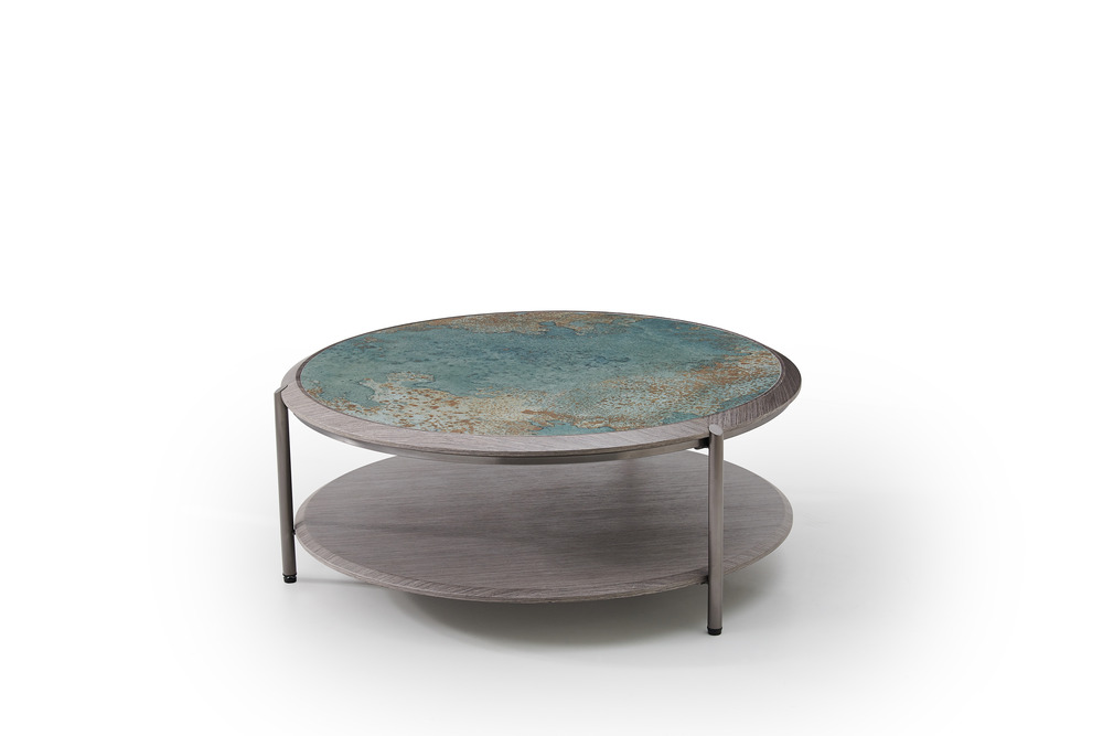 Green round ceramic coffee table