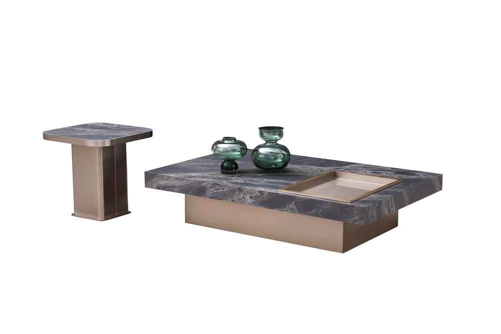 Long ceramic top coffee table