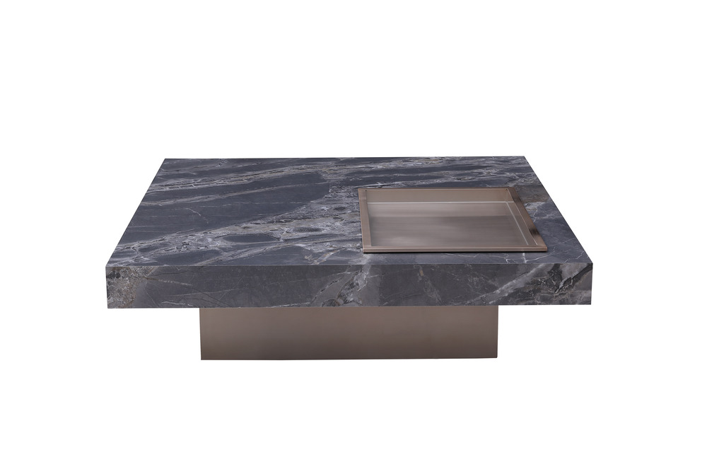 Square grey ceramic coffee table