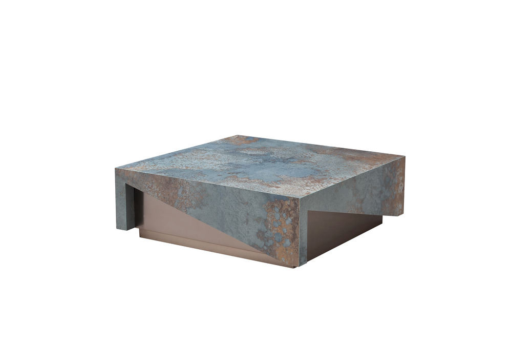 Green ceramic square coffee table