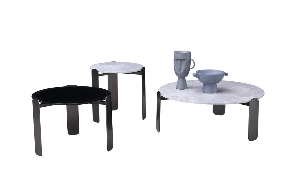 Black glass top steel end table