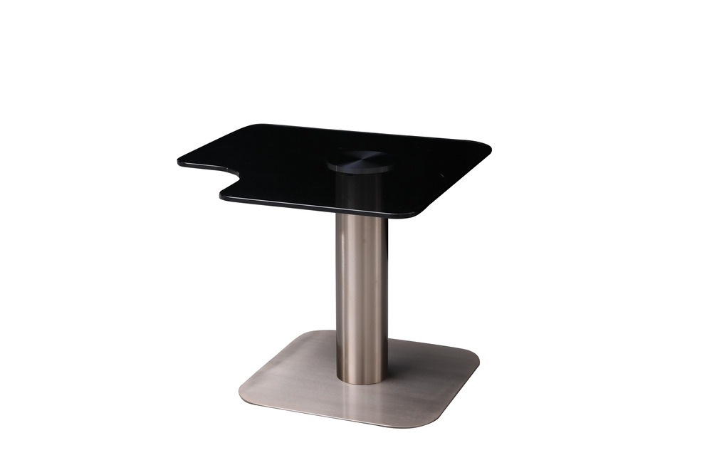 Grey glass top end table