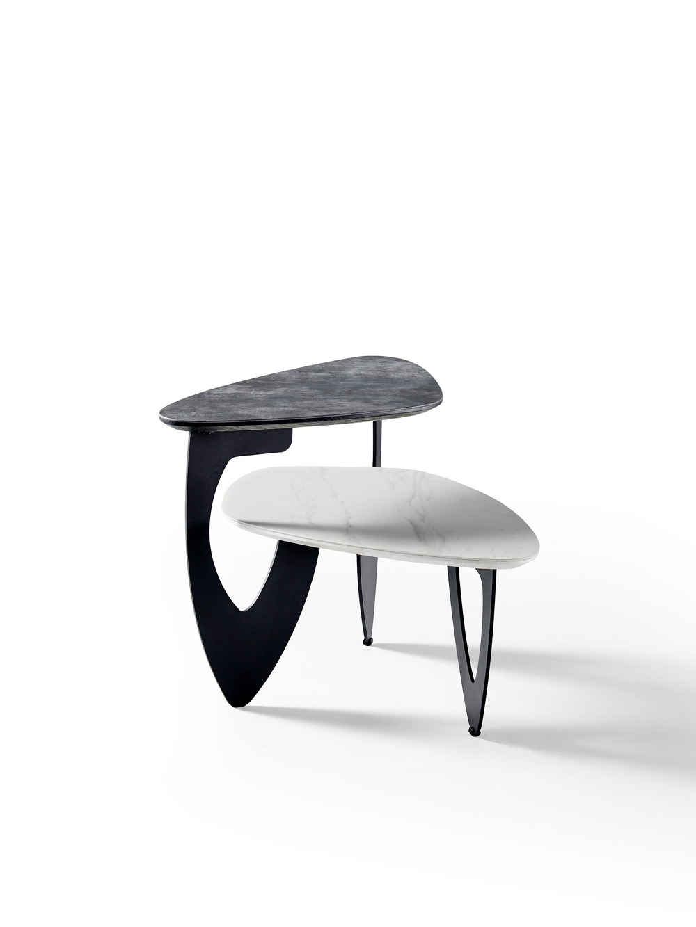 Black and white ceramic end table