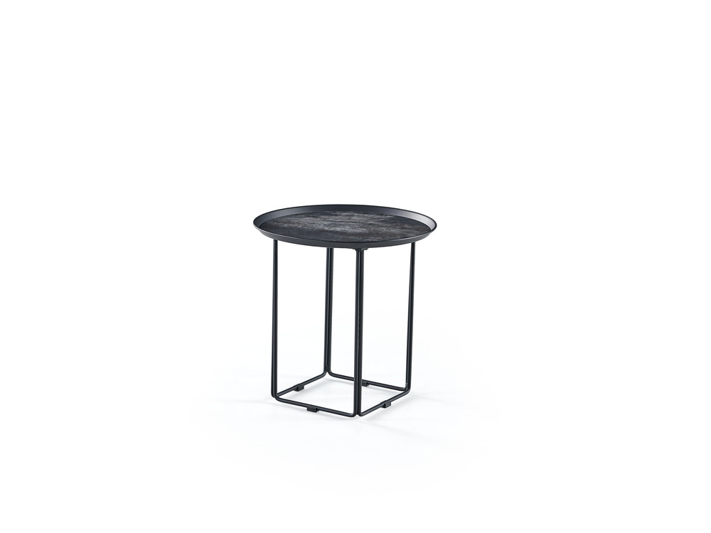 Black iron frame end table