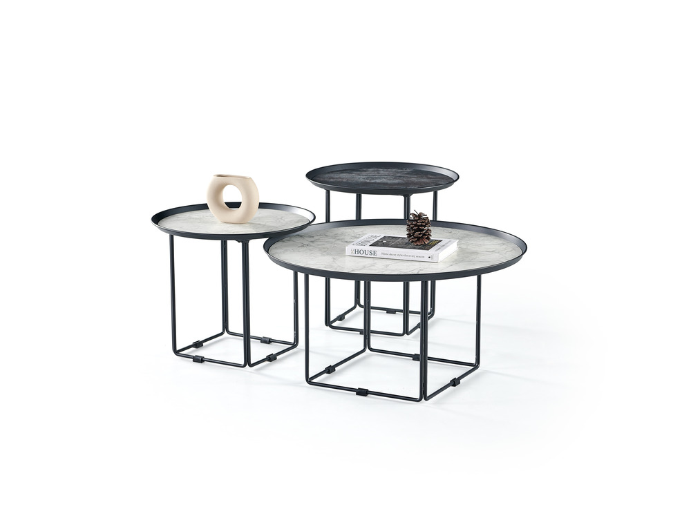 End table black iron frame