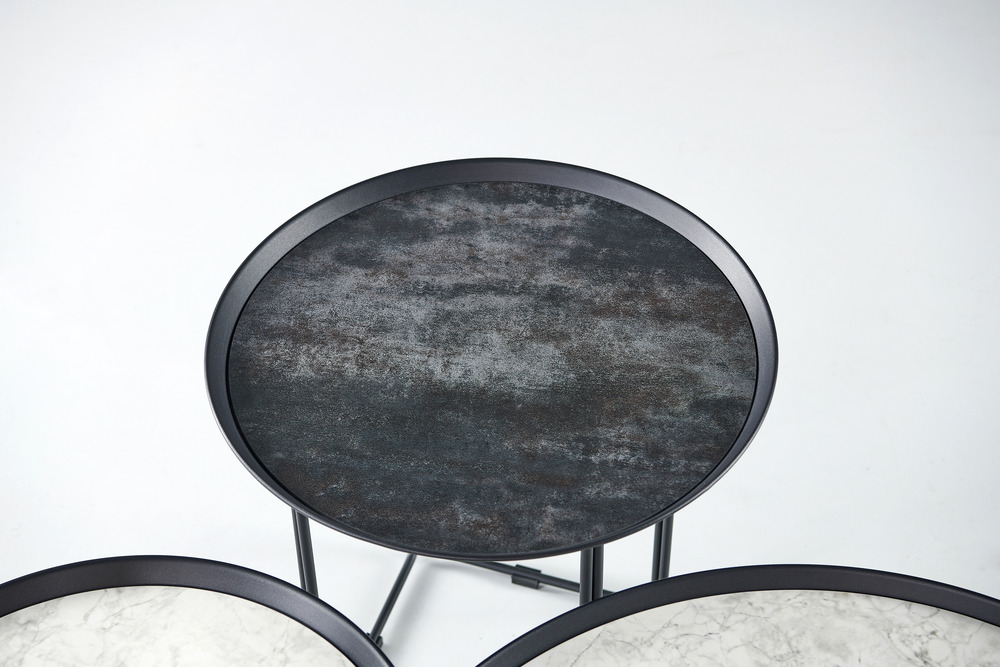 Round black ceramic end table