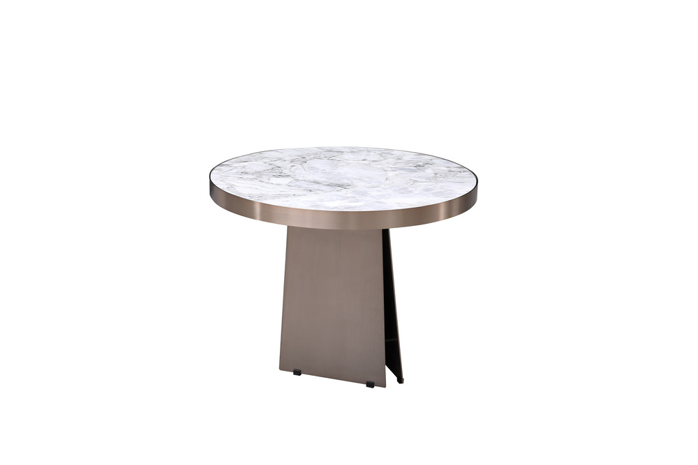 End table white grey marble