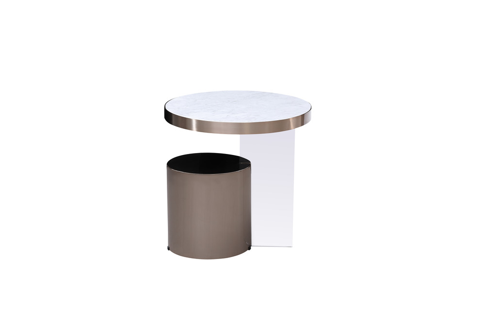 Carrara white marble end table