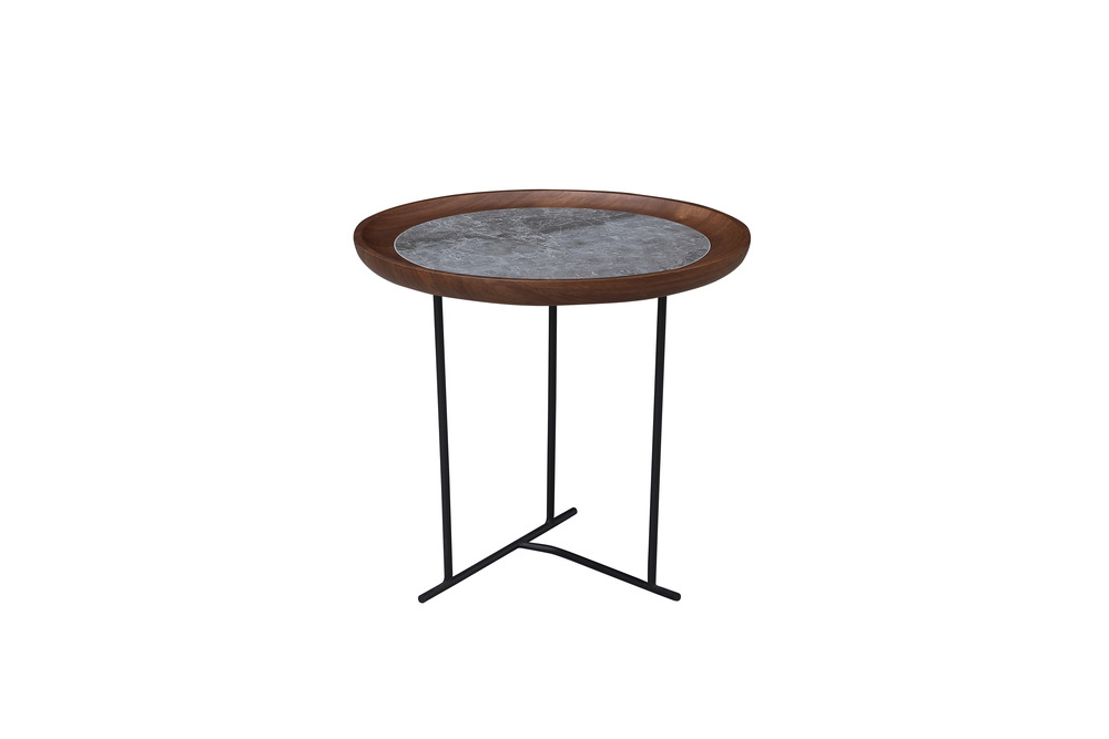 Black iron and MDF end table