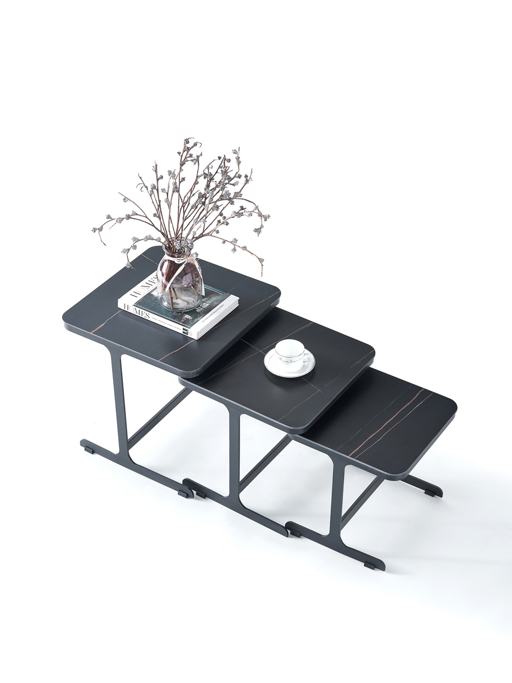 Black ceramic top end table