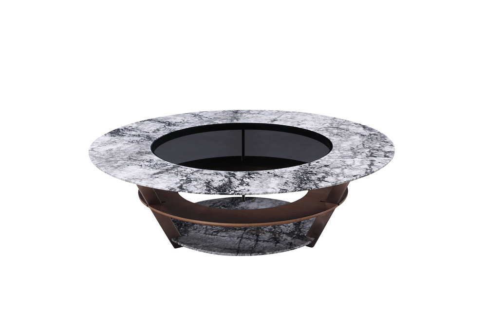 Black and white marble end table