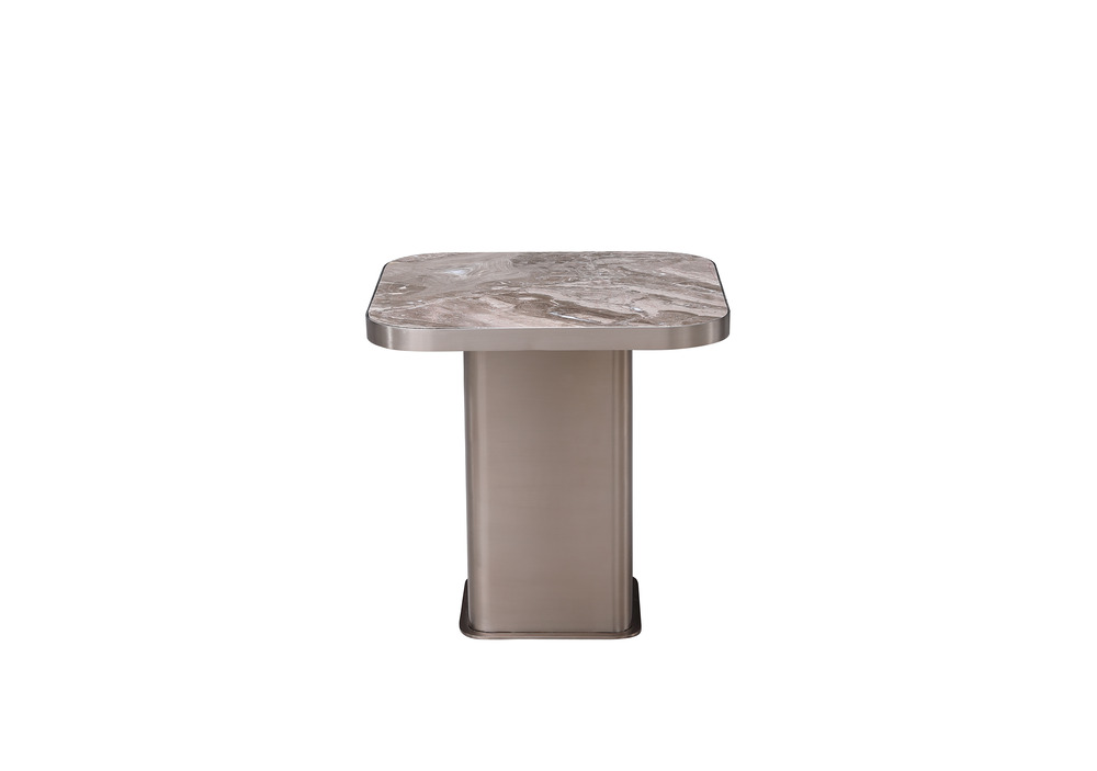 Brown grey marble end table