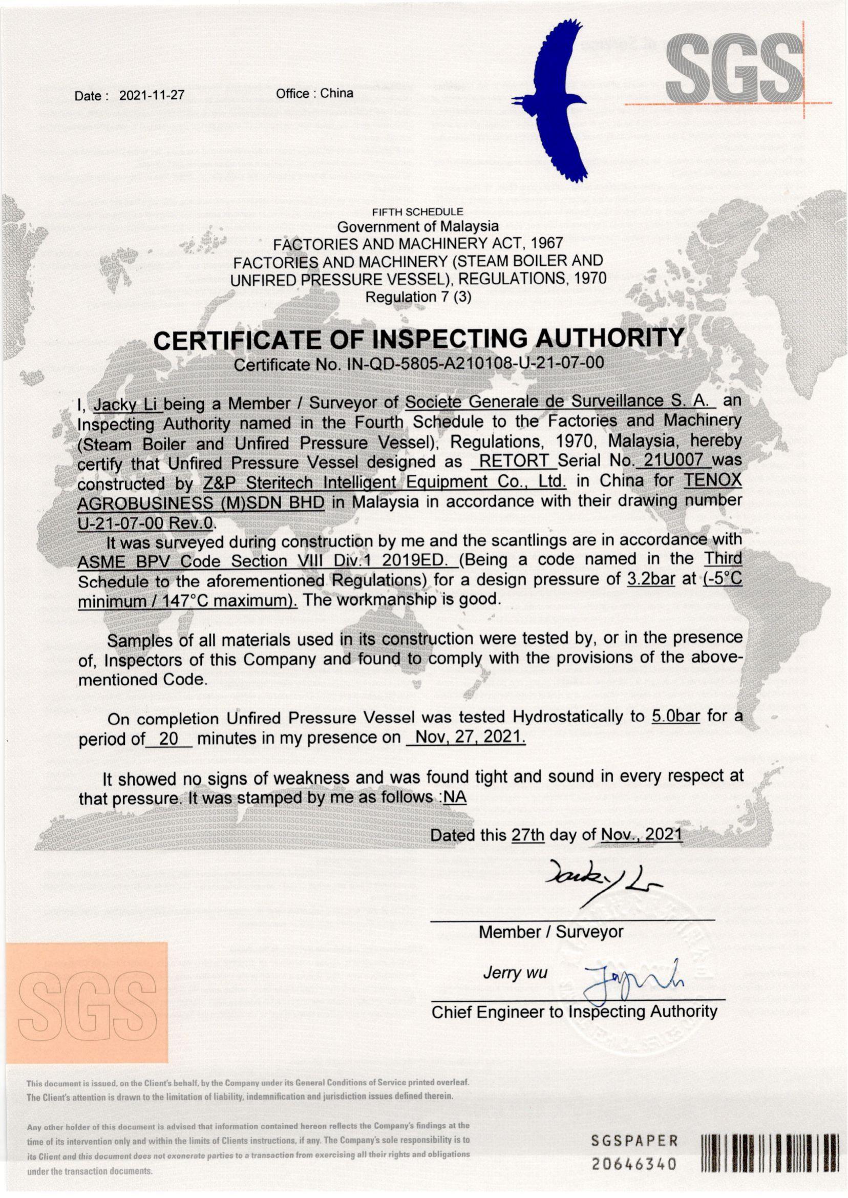 Malaysia DOSH certificate Malaysia DOSH certificate