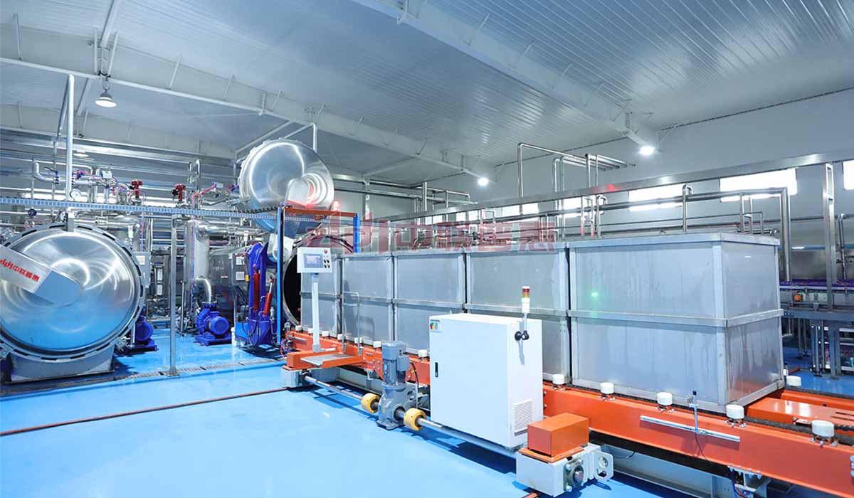 Linea di produzione personalizzata per la sterilizzazione di bevande per bottiglie di vetro