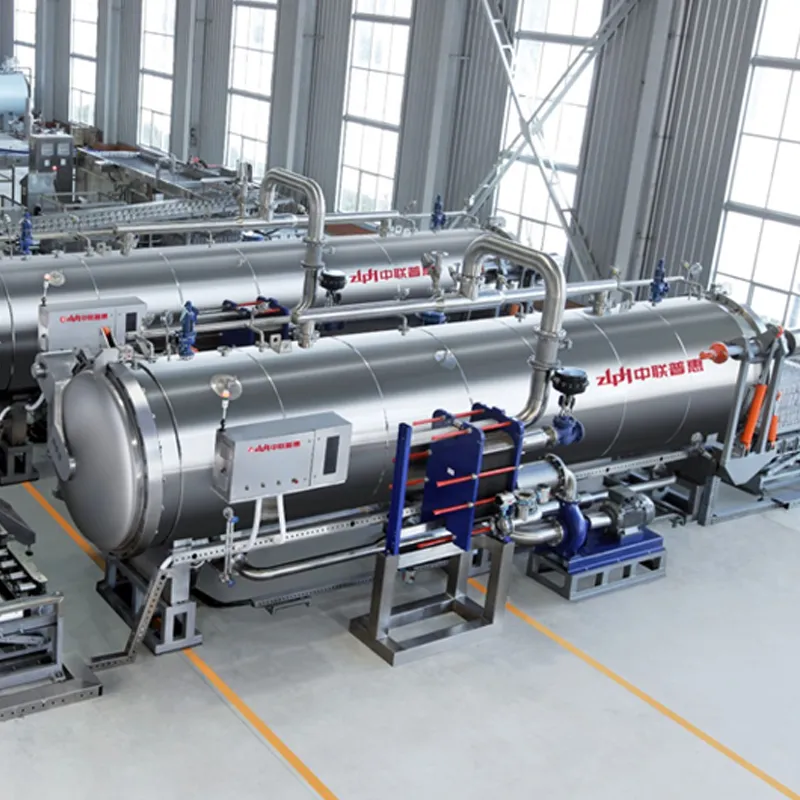 Talian Retort Pensteril Makanan Berterusan Mendatar