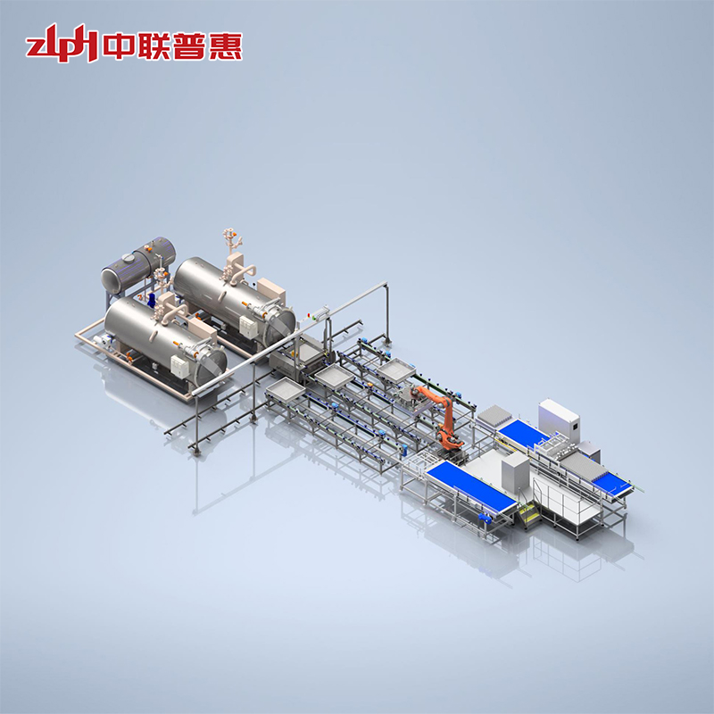 PE palacktermék robot be- és kirakodó sterilizáló gyártósor