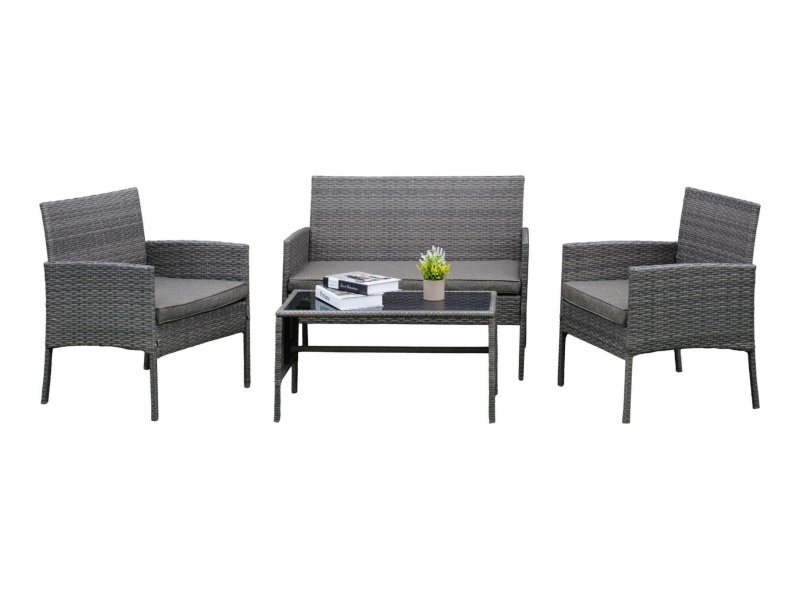 Grijze vierdelige tuinmeubelset